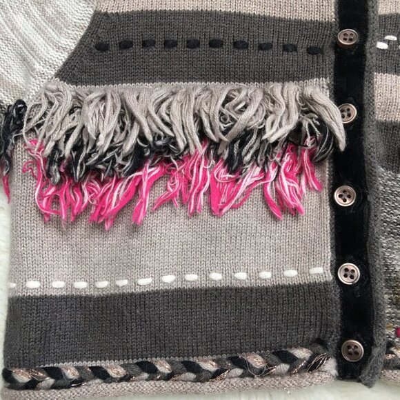 Catimini Toddler Girl Gray Brown Knit Bolero Cardigan Sweater Size 3 Years - Picture 4 of 12